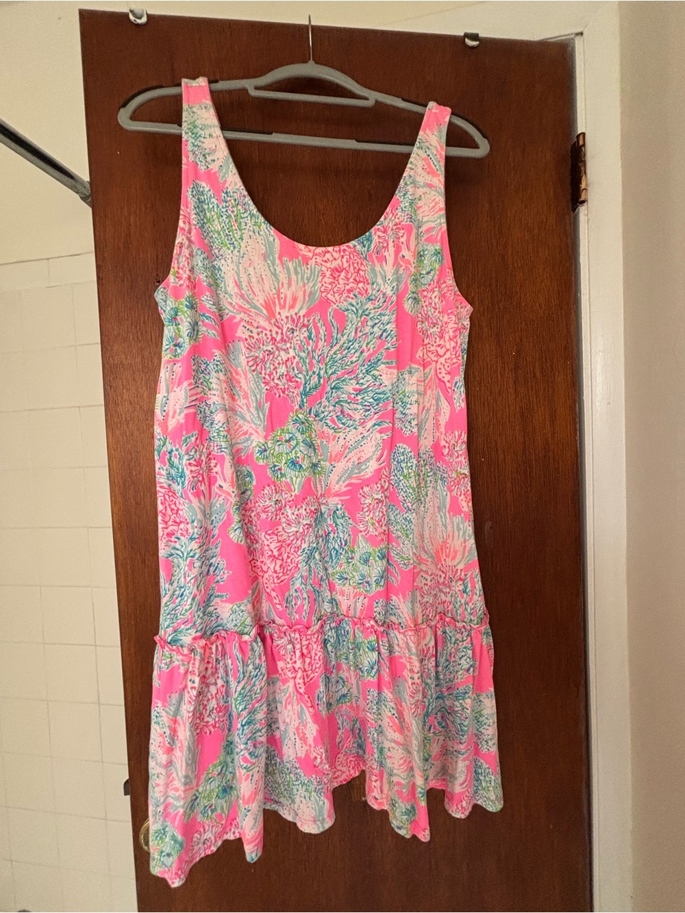 Lilly Pulitzer Hot Pink Tropical Print Sleeveless Sundress size Large